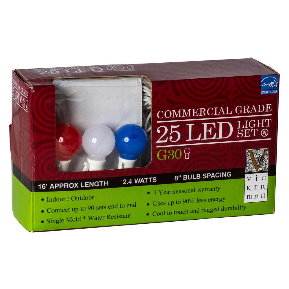25Lt LED G30 Rd-Wt-BL Ceramic Ww 8"S 16'